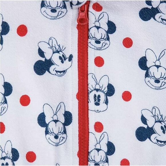 Disney Minnie Mouse 3D Ears Hooded Zip Up Girls Swim Cover Up Romper Size 9/10 - Picture 4 of 10